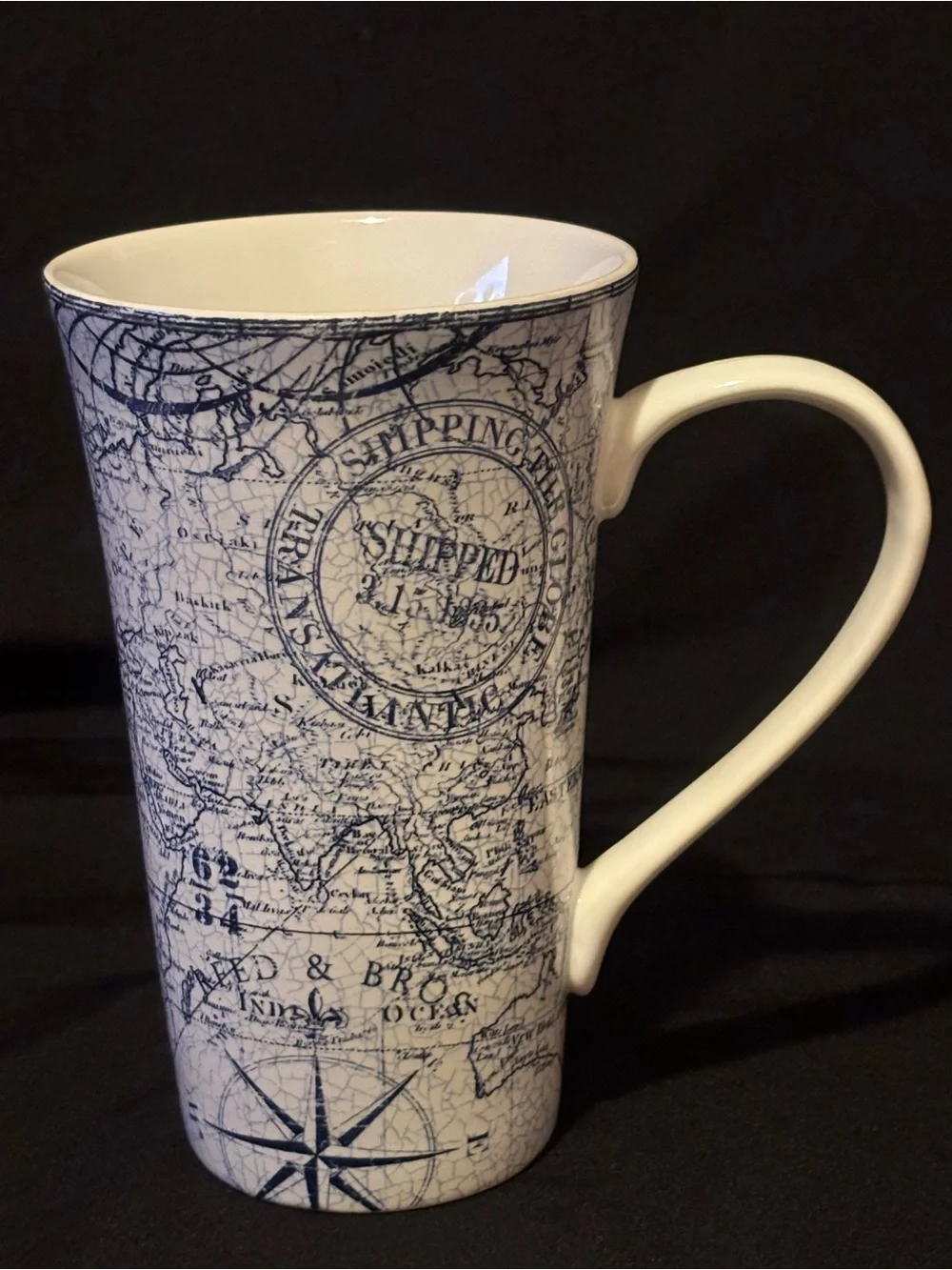 222Fifth Due North Large Ceramic Mug. Nautical Style